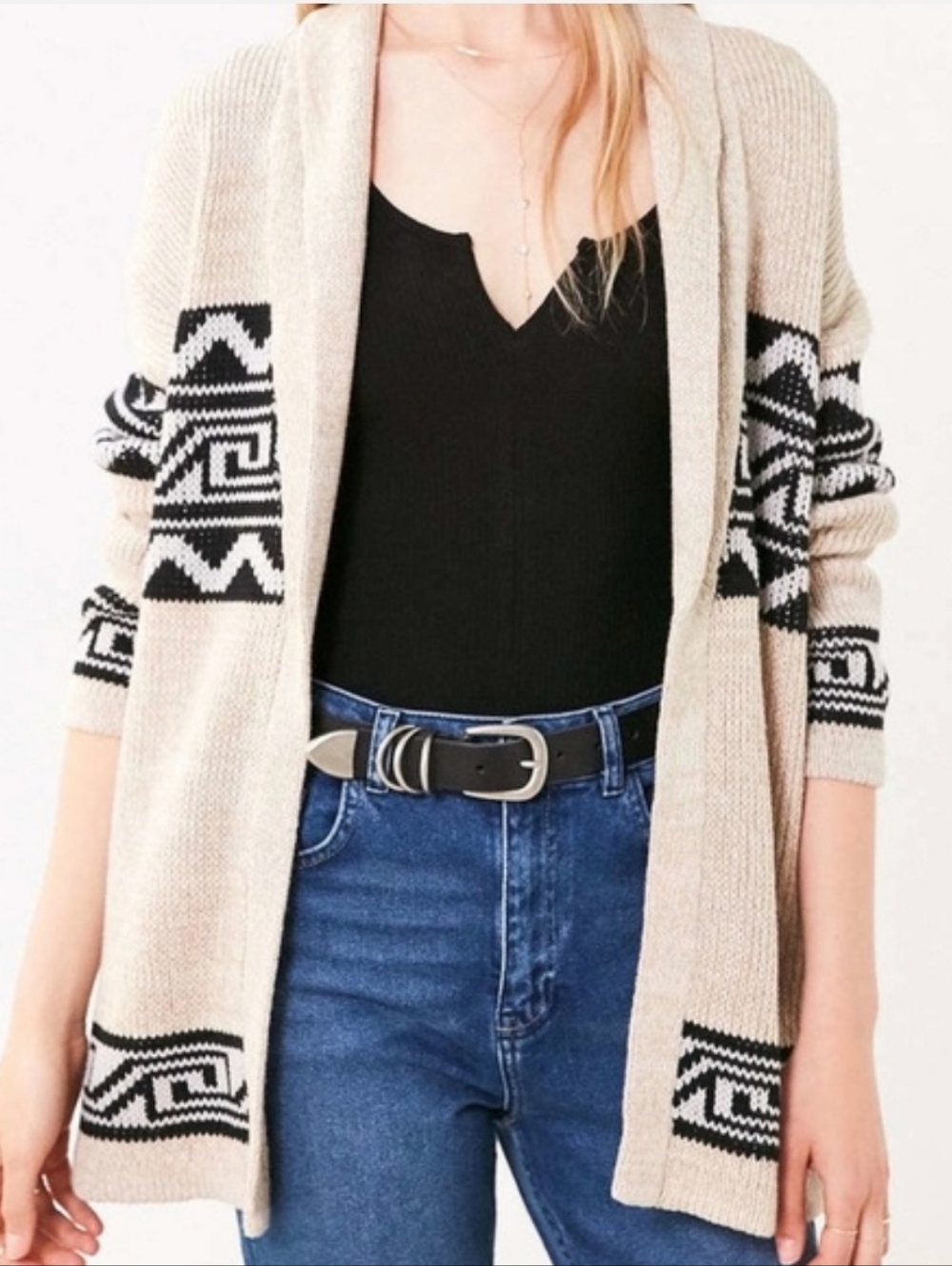 Ecote Southwestern Aztec Open Front Cardigan